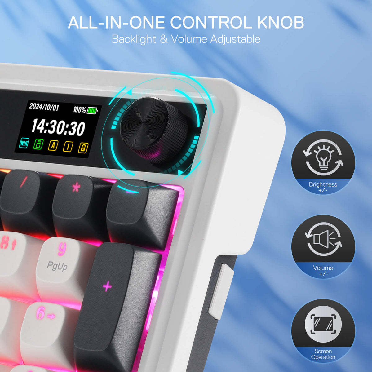 Extended Latin Pro Redragon GALATIN PRO K719 95 Keys Creamy Gasket Gaming Keyboard w/Smart ...