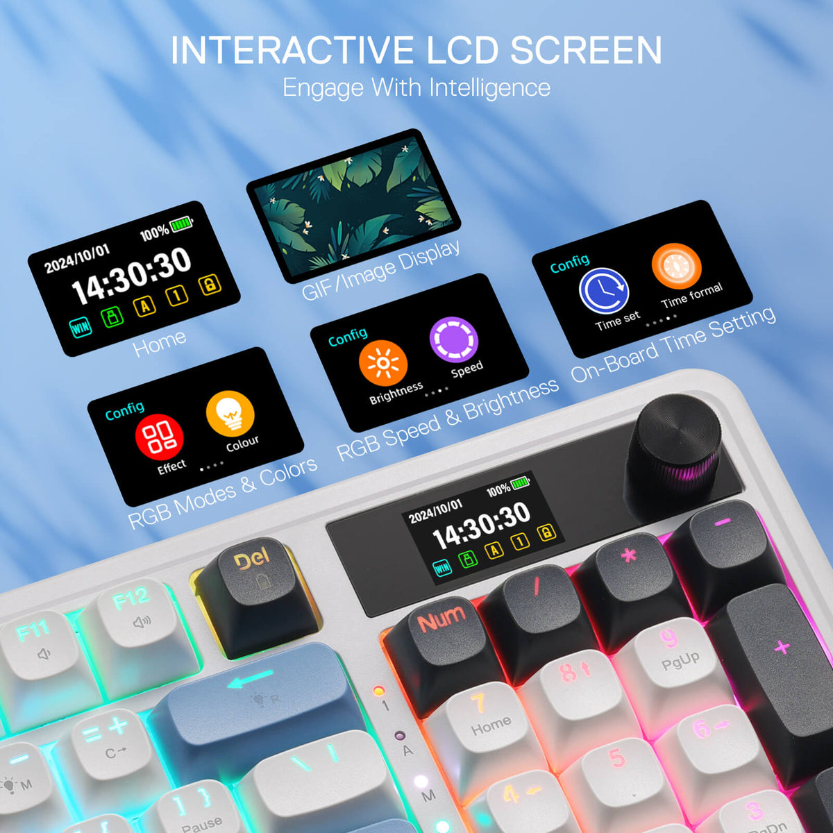 Extended Latin Pro Redragon GALATIN PRO K719 95 Keys Creamy Gasket Gaming Keyboard w/Smart ...