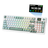 Redragon K719 Wireless Gasket Gaming Keyboard w/Hype Screen & Knob, 95 Keys Mechanical Keyboard, Easy-Control 1.14’’ TFT Info Display, 5-Layer Noise Dampening, Custom Linear Switch, Jade Cloud Color