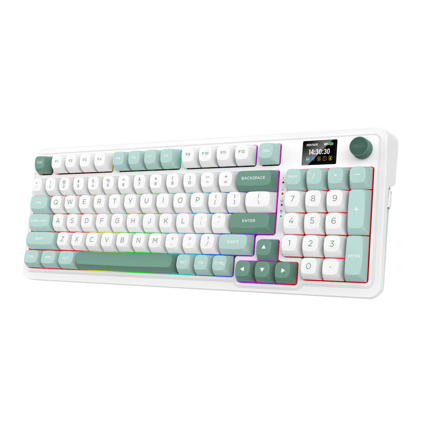 Redragon GALATIN PRO K719 95keys 96% Compact Full-Size Mechanical Keyboard w/LCD Screen & Knob, Gasket Mount, Hot-Swappable Linear Switches, Triple-Mode (USB-C/Bluetooth/2.4GHz), MOA Profile PBT Round Keycaps, RGB Backlit