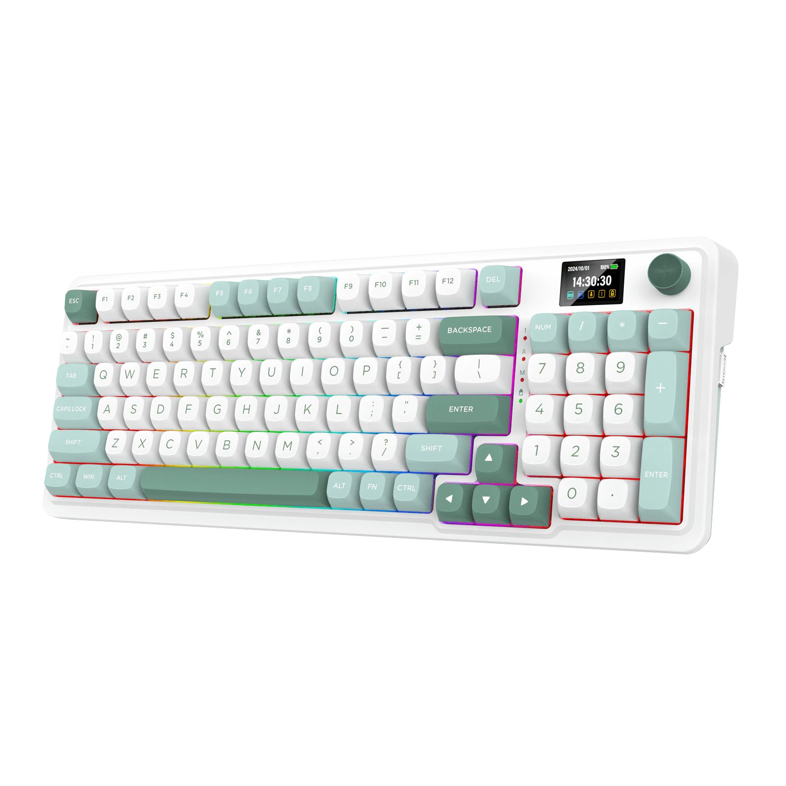 Redragon GALATIN PRO K719 95keys 96% Compact Full-Size Mechanical Keyboard w/LCD Screen & Knob, Gasket Mount, Hot-Swappable Linear Switches, Triple-Mode (USB-C/Bluetooth/2.4GHz), MOA Profile PBT Round Keycaps, RGB Backlit