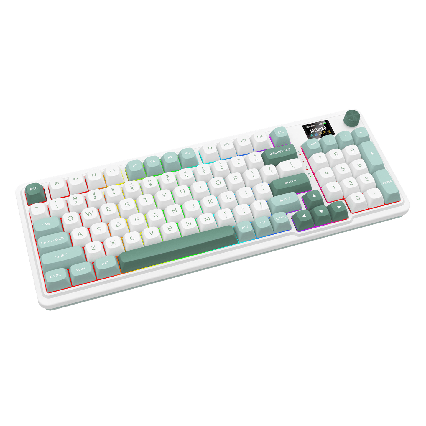 Redragon GALATIN PRO K719 95keys 96% Compact Full-Size Mechanical Keyboard w/LCD Screen & Knob, Gasket Mount, Hot-Swappable Linear Switches, Triple-Mode (USB-C/Bluetooth/2.4GHz), MOA Profile PBT Round Keycaps, RGB Backlit