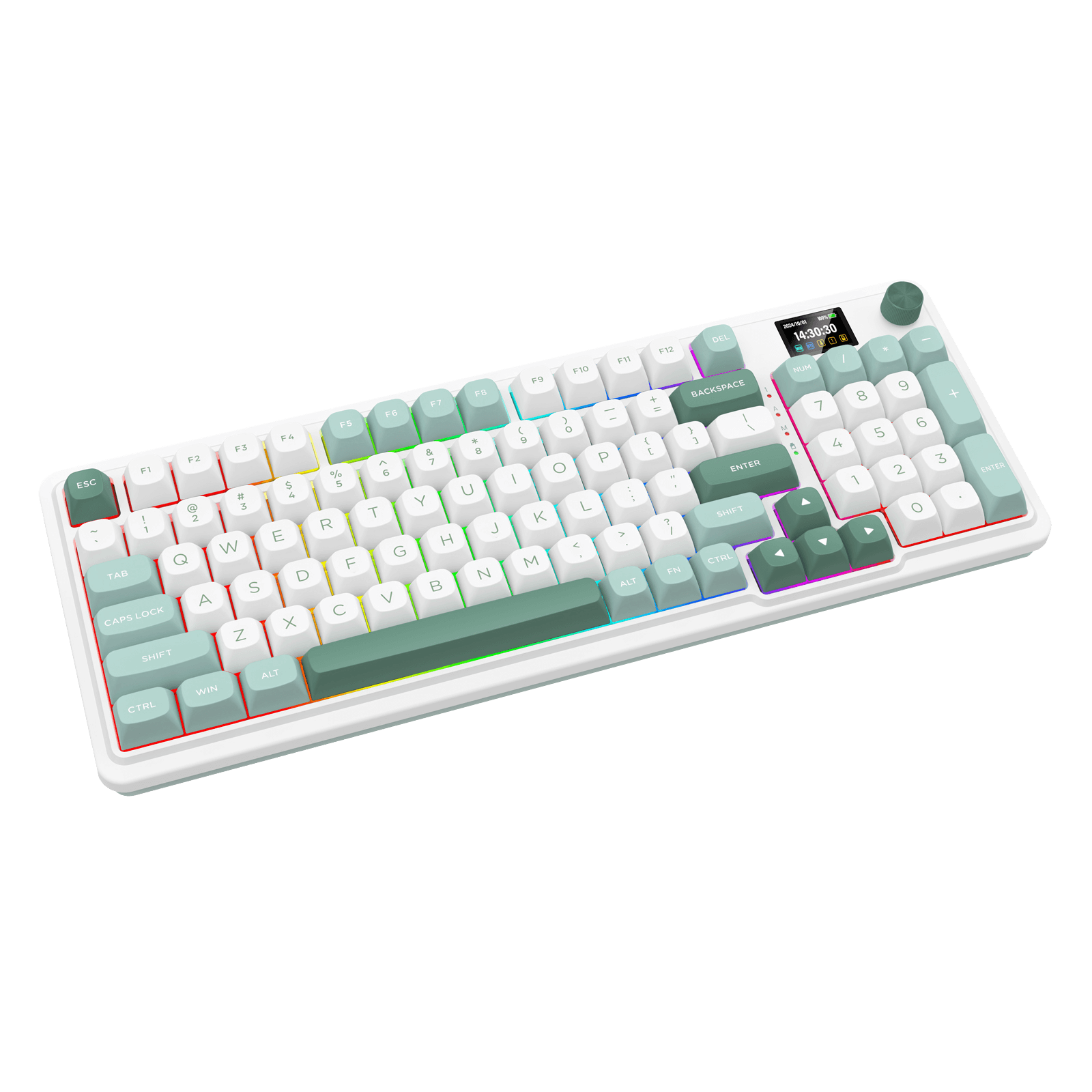 Redragon GALATIN PRO K719 95keys 96% Compact Full-Size Mechanical Keyboard w/LCD Screen & Knob, Gasket Mount, Hot-Swappable Linear Switches, Triple-Mode (USB-C/Bluetooth/2.4GHz), MOA Profile PBT Round Keycaps, RGB Backlit