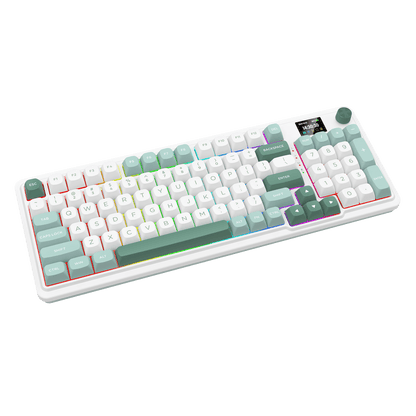 Redragon GALATIN PRO K719 95keys 96% Compact Full-Size Mechanical Keyboard w/LCD Screen & Knob, Gasket Mount, Hot-Swappable Linear Switches, Triple-Mode (USB-C/Bluetooth/2.4GHz), MOA Profile PBT Round Keycaps, RGB Backlit