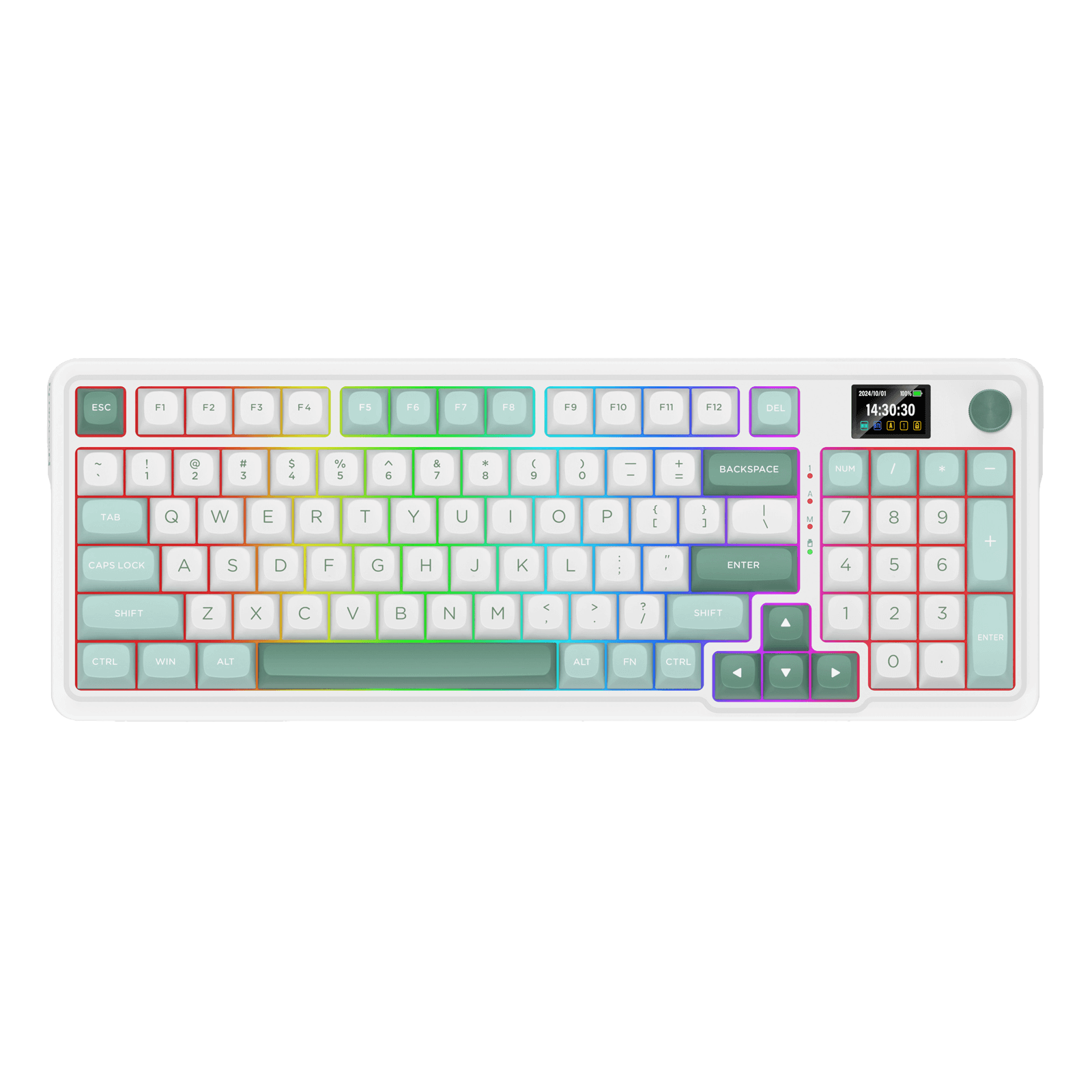 Redragon GALATIN PRO K719 95keys 96% Compact Full-Size Mechanical Keyboard w/LCD Screen & Knob, Gasket Mount, Hot-Swappable Linear Switches, Triple-Mode (USB-C/Bluetooth/2.4GHz), MOA Profile PBT Round Keycaps, RGB Backlit