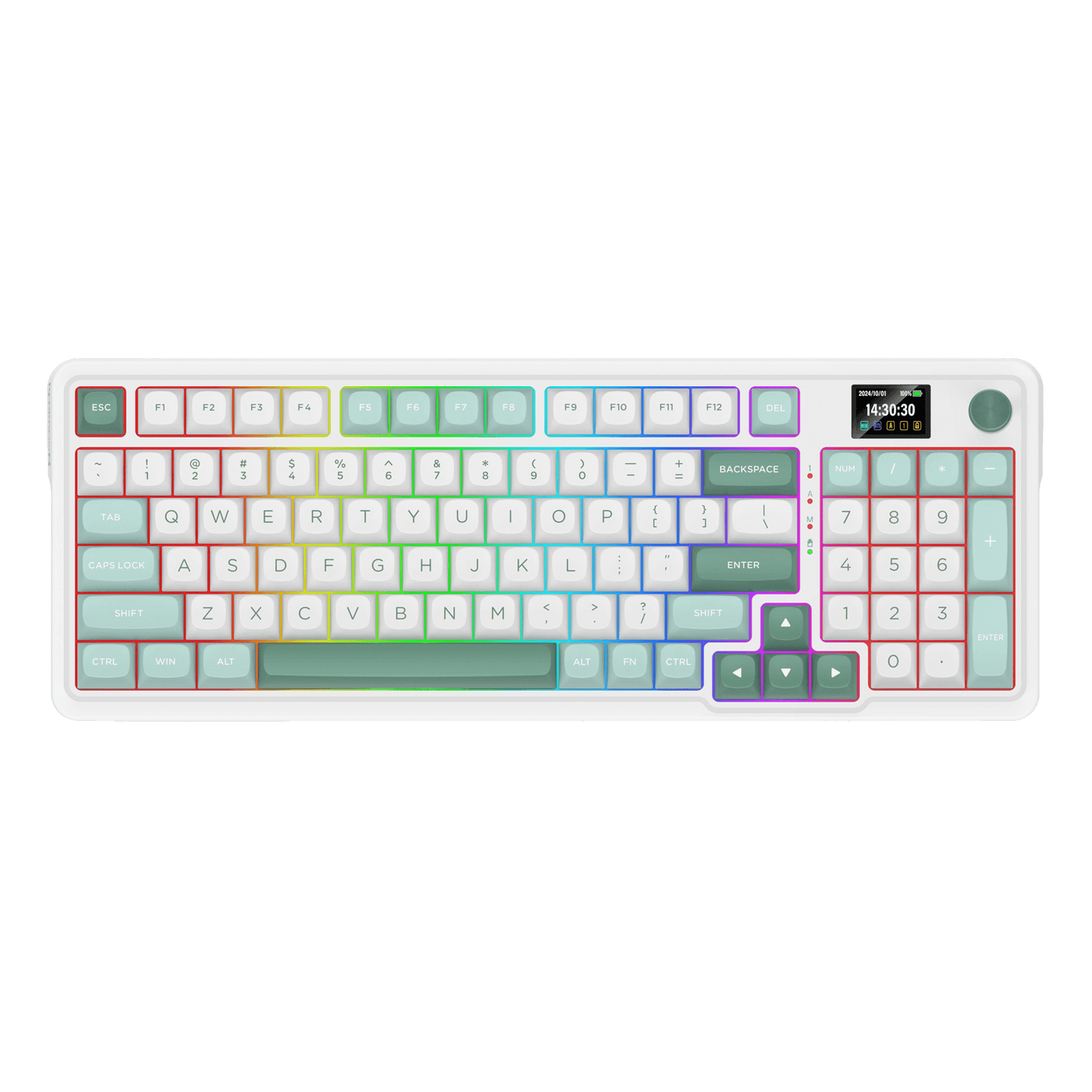 Redragon GALATIN PRO K719 95keys 96% Compact Full-Size Mechanical Keyboard w/LCD Screen & Knob, Gasket Mount, Hot-Swappable Linear Switches, Triple-Mode (USB-C/Bluetooth/2.4GHz), MOA Profile PBT Round Keycaps, RGB Backlit