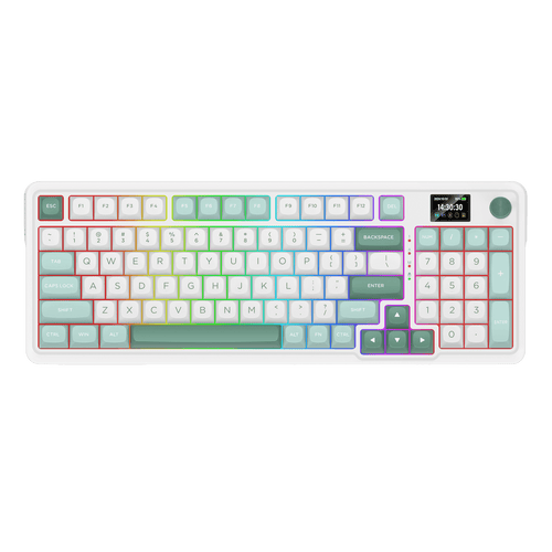 Redragon GALATIN PRO K719 95keys 96% Compact Full-Size Mechanical Keyboard w/LCD Screen & Knob, Gasket Mount, Hot-Swappable Linear Switches, Triple-Mode (USB-C/Bluetooth/2.4GHz), MOA Profile PBT Round Keycaps, RGB Backlit