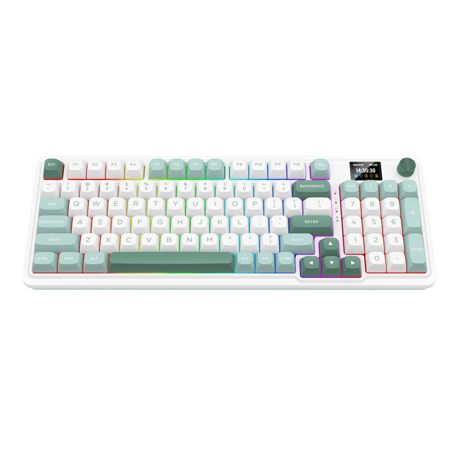 Redragon GALATIN PRO K719 95keys 96% Compact Full-Size Mechanical Keyboard w/LCD Screen & Knob, Gasket Mount, Hot-Swappable Linear Switches, Triple-Mode (USB-C/Bluetooth/2.4GHz), MOA Profile PBT Round Keycaps, RGB Backlit