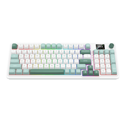 Redragon GALATIN PRO K719 95keys 96% Compact Full-Size Mechanical Keyboard w/LCD Screen & Knob, Gasket Mount, Hot-Swappable Linear Switches, Triple-Mode (USB-C/Bluetooth/2.4GHz), MOA Profile PBT Round Keycaps, RGB Backlit