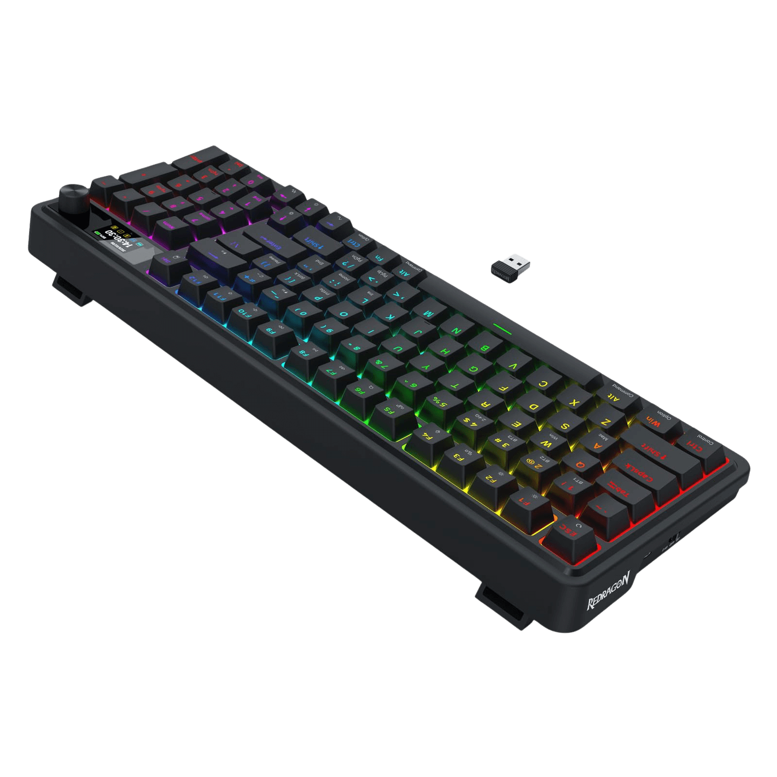 Redragon K719 Wireless Gasket Gaming Keyboard w/Hype Screen & Knob, 95 Keys Mechanical Keyboard, Easy-Control 1.14’’ TFT Info Display, 5-Layer Noise Dampening, Custom Linear Switch, Essential Black