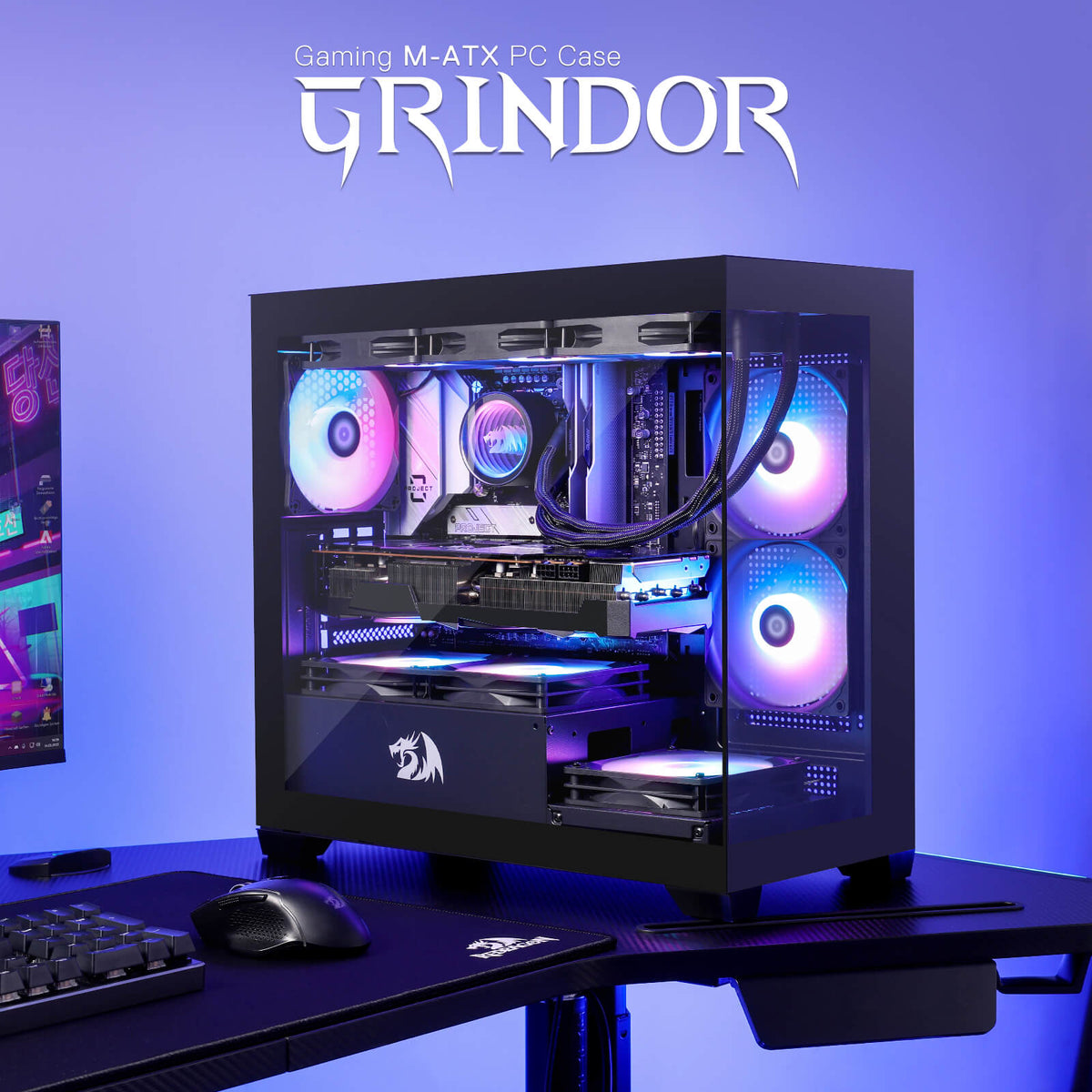Redragon GRINDOR GC218M Back-Mounted PC Case | M-ATX Computer Chassis ...