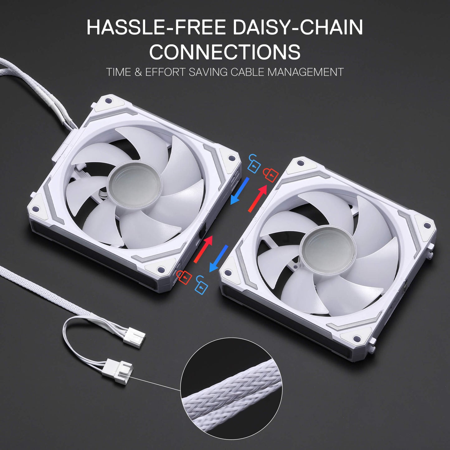 Redragon GCF012 Standard 120mm PC Case Fan, Daisy-Chain Connection, 5V 3Pin ARGB Lighting, 4 Pin PWM Case Fan, for Radiator/Computer Case Cooling, 120x120x25mm, 3 Pack, Black