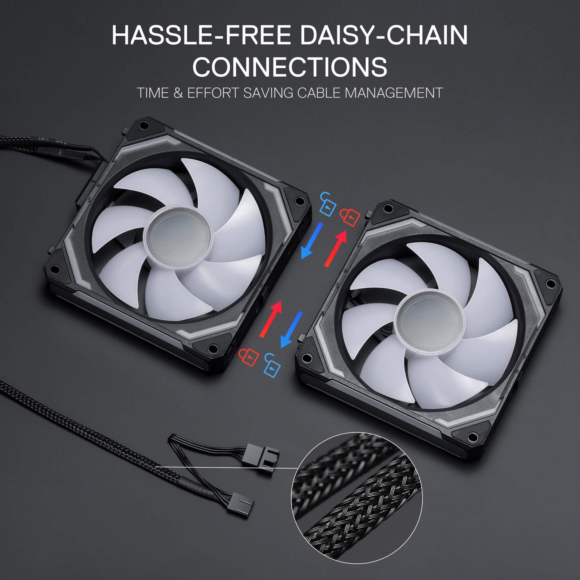 Redragon GCF012 Standard 120mm PC Case Fan, Daisy-Chain Connection, 5V 3Pin ARGB Lighting, 4 Pin PWM Case Fan, for Radiator/Computer Case Cooling, 120x120x25mm, 3 Pack, Black