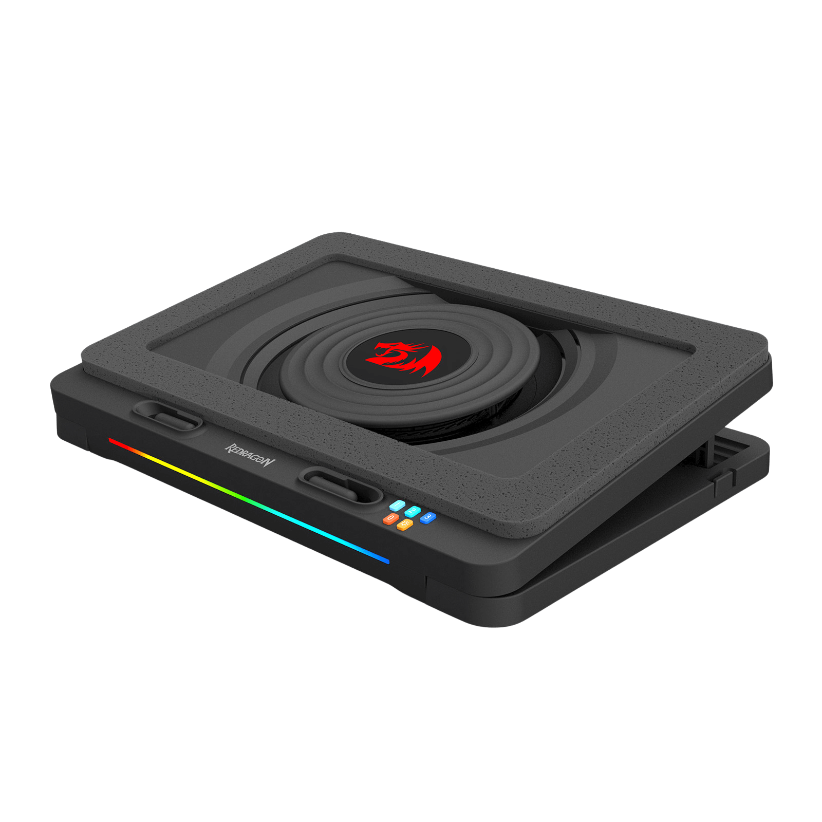 Redragon GCP512 Laptop Cooling Pad with 5.9" Fan, Rapid Cooling for 15-17 Inch Laptops, Variable Speed Control, 4 Adjustable Heights, RGB Quiet Cooling Pad with Phone Stand