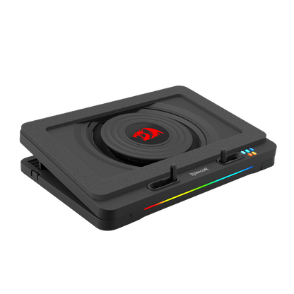 Redragon GCP512 Laptop Cooling Pad with 5.9" Fan, Rapid Cooling for 15-17 Inch Laptops, Variable Speed Control, 4 Adjustable Heights, RGB Quiet Cooling Pad with Phone Stand