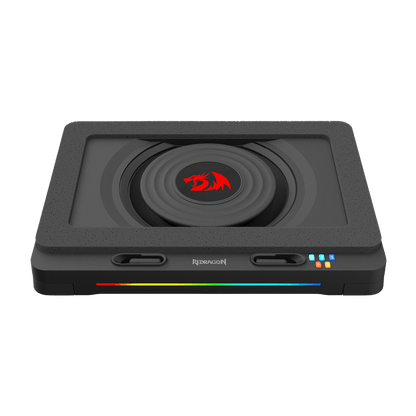 Redragon GCP512 Laptop Cooling Pad with 5.9" Fan, Rapid Cooling for 15-17 Inch Laptops, Variable Speed Control, 4 Adjustable Heights, RGB Quiet Cooling Pad with Phone Stand