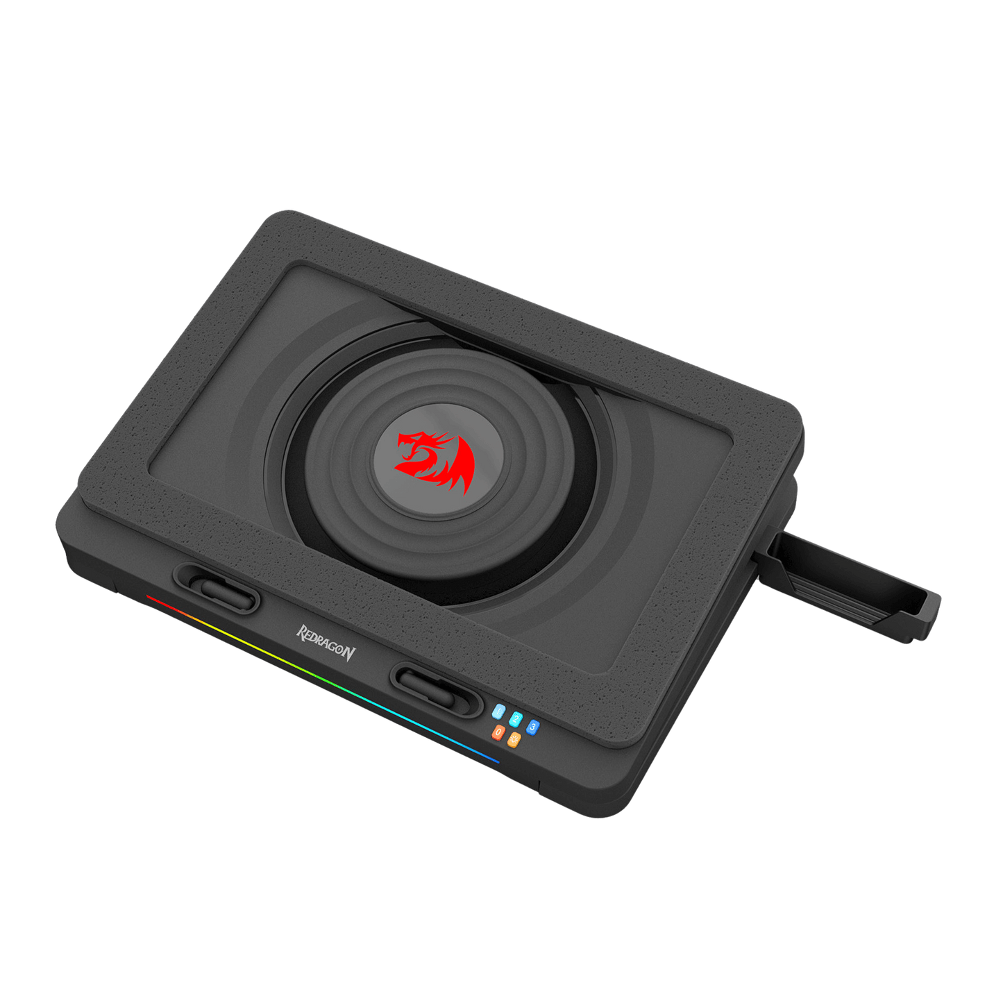 Redragon GCP512 Laptop Cooling Pad with 5.9" Fan, Rapid Cooling for 15-17 Inch Laptops, Variable Speed Control, 4 Adjustable Heights, RGB Quiet Cooling Pad with Phone Stand