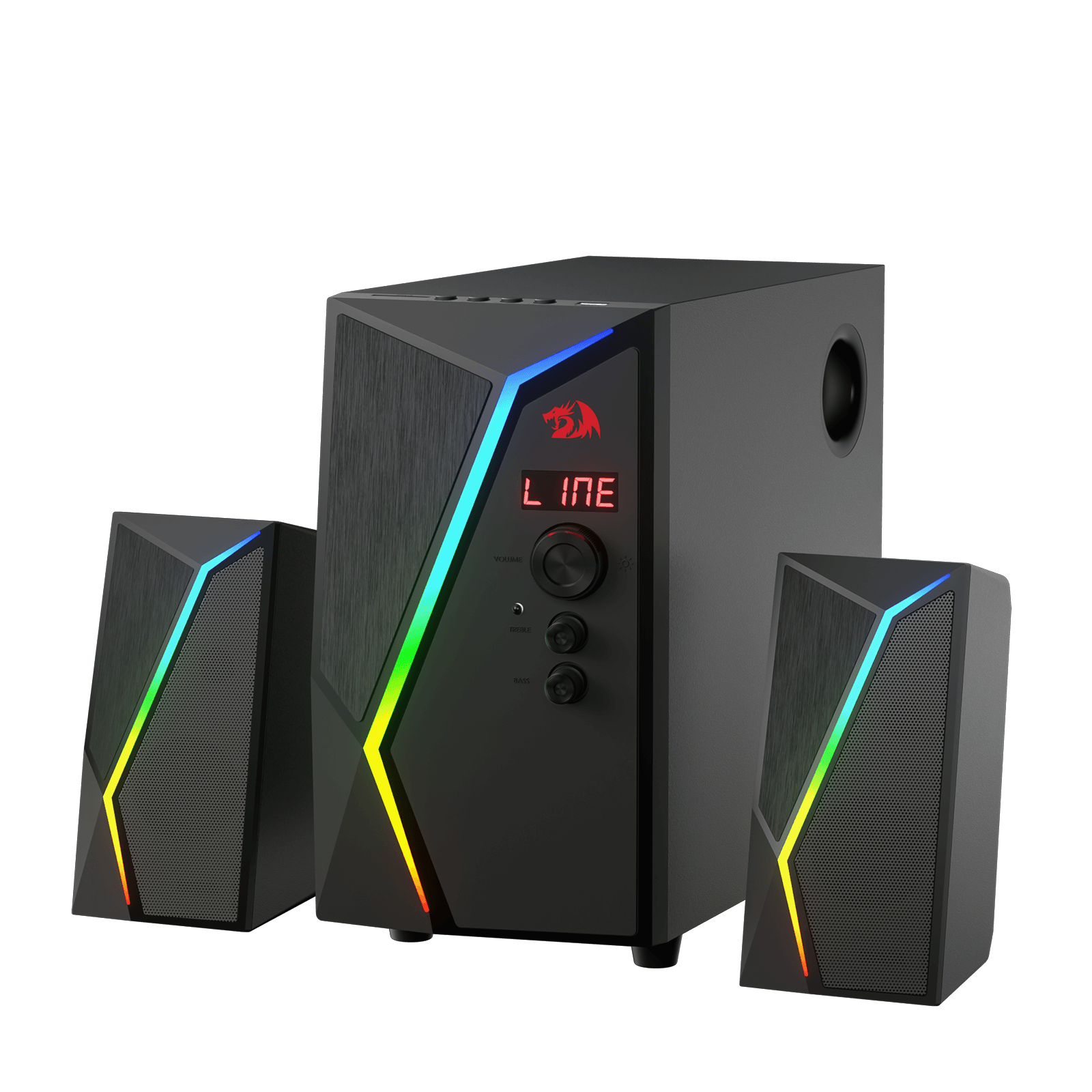 Redragon GS520-PRO 2.1 Channel Gaming Speaker, Dynamic RGB w/EQ Mode, BT/FM/USB/SD/AUX, Black