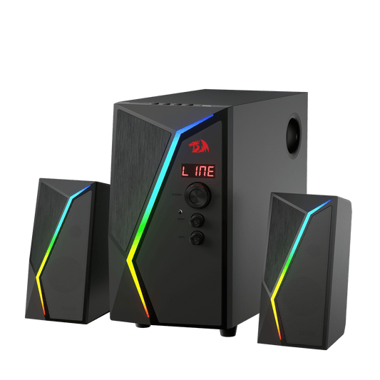 Redragon GS520-PRO 2.1 Channel Gaming Speaker, Dynamic RGB w/EQ Mode, BT/FM/USB/SD/AUX, Black