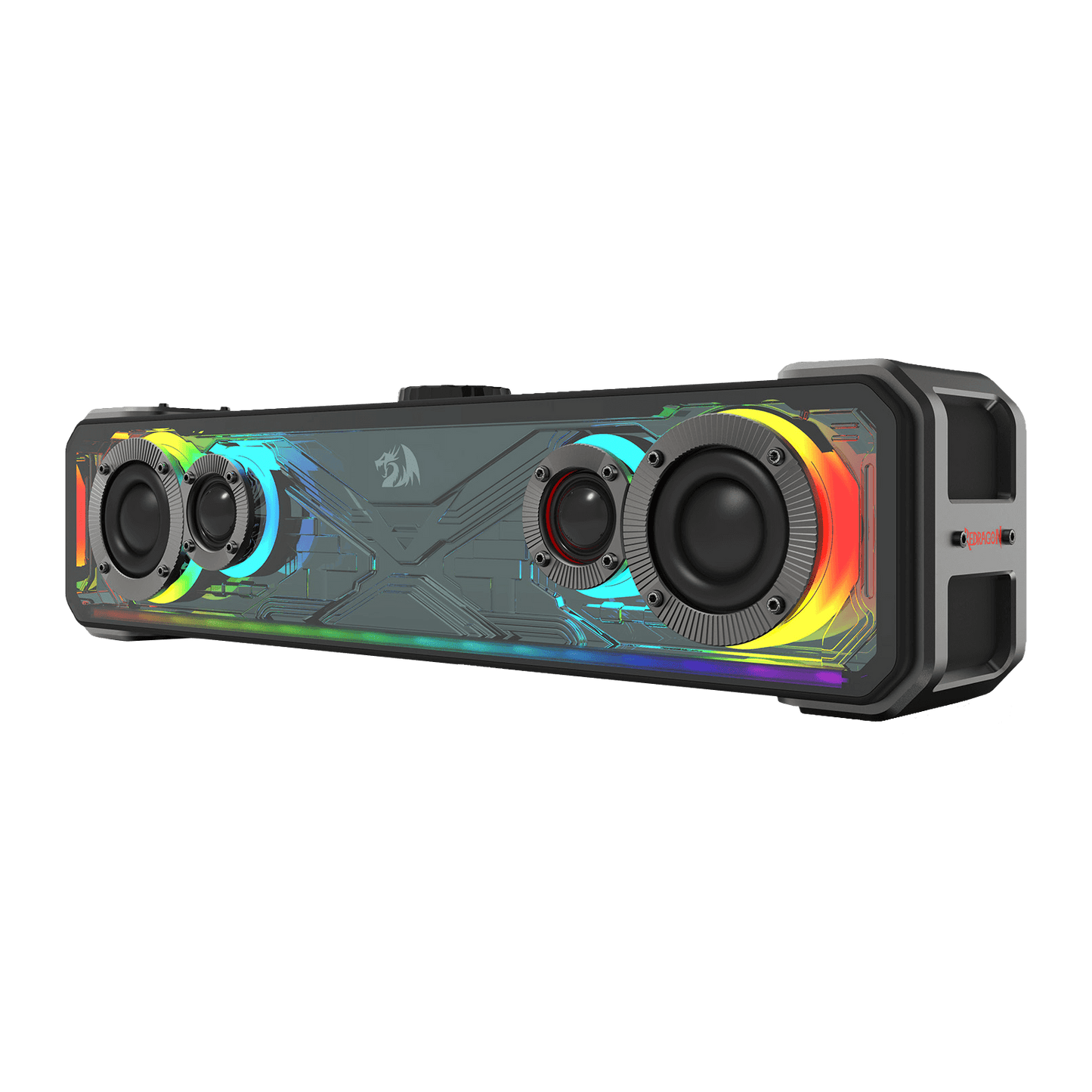 Redragon GS817 RGB Desktop Soundbar, 2.0 Channel Stereo Speakers for Desktop w/Massive 30W Max Power, Touch-Control, Bluetooth 5.3 & 3.5mm AUX Inputs, Black