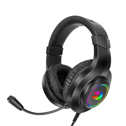 Redragon H260 Hylas Wired Gaming Headset, 50 mm Drivers, Stereo Surround Sound, Noise-Canceling Microphone, Dynamic RGB Backlight, Over-Ear Headphones Works for PC/PS4/XBOX ONE/NS, Black