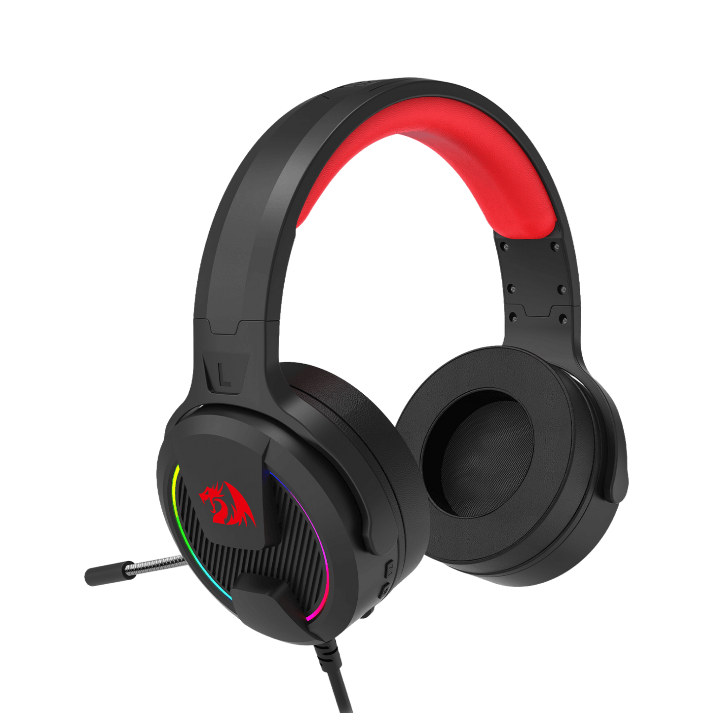 Redragon H315 RGB Gaming Headset - Wired Computer Headset with 40mm Drivers, Noise-Canceling Microphone, USB Connection, Lightweight Design, and Soft PU Leather Ear Cushions for Ultimate Comfort