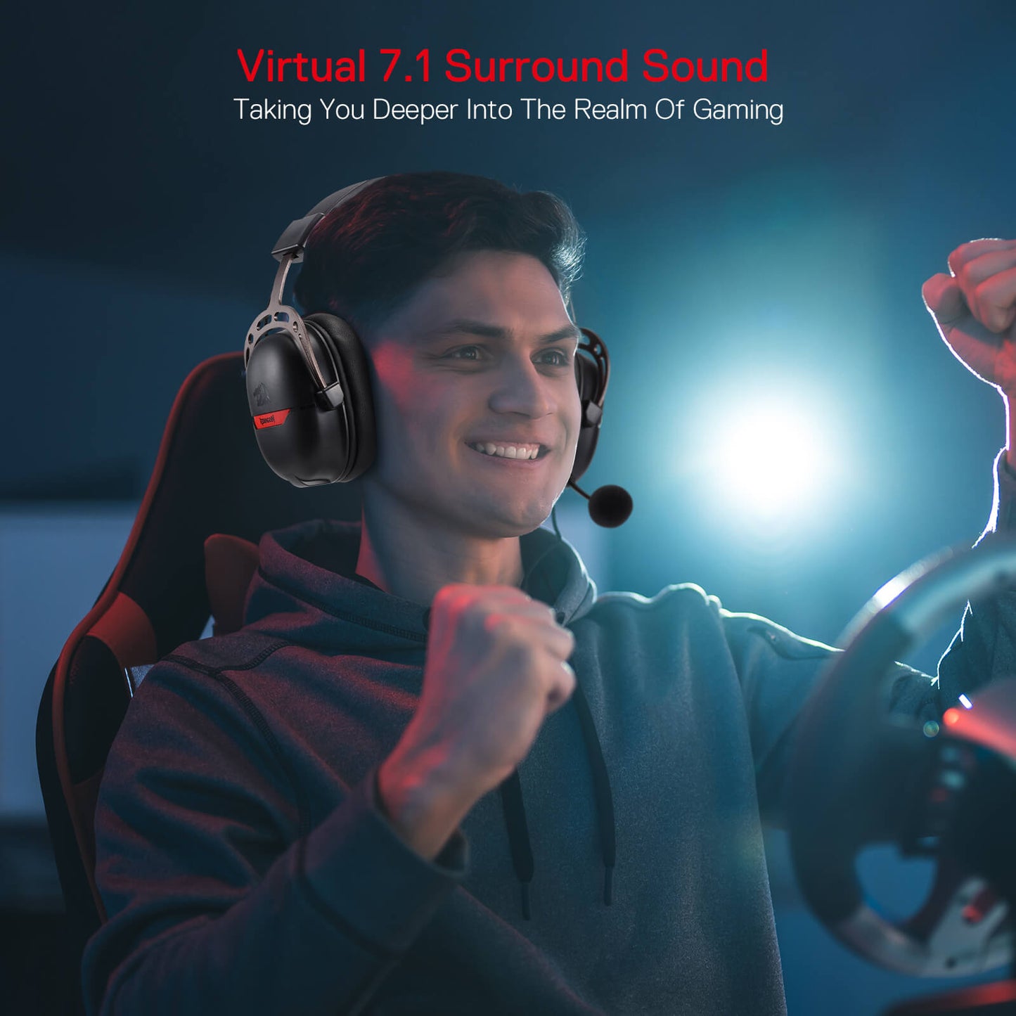 Redragon H376 Aurora Wired Gaming Headset, Virtual 7.1 Surround Sound, 40mm Drivers, in-line Control with EQ Mode, Over-Ear Headphones Works for PC/PS5/NS