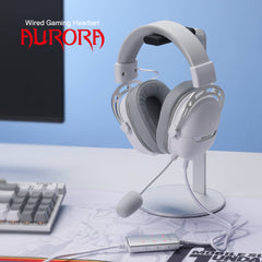 Redragon H376 Aurora Wired Gaming Headset, Virtual 7.1 Surround Sound, 40mm Drivers, in-line Control with EQ Mode, Over-Ear white Headphones Works for PC/PS5/NS