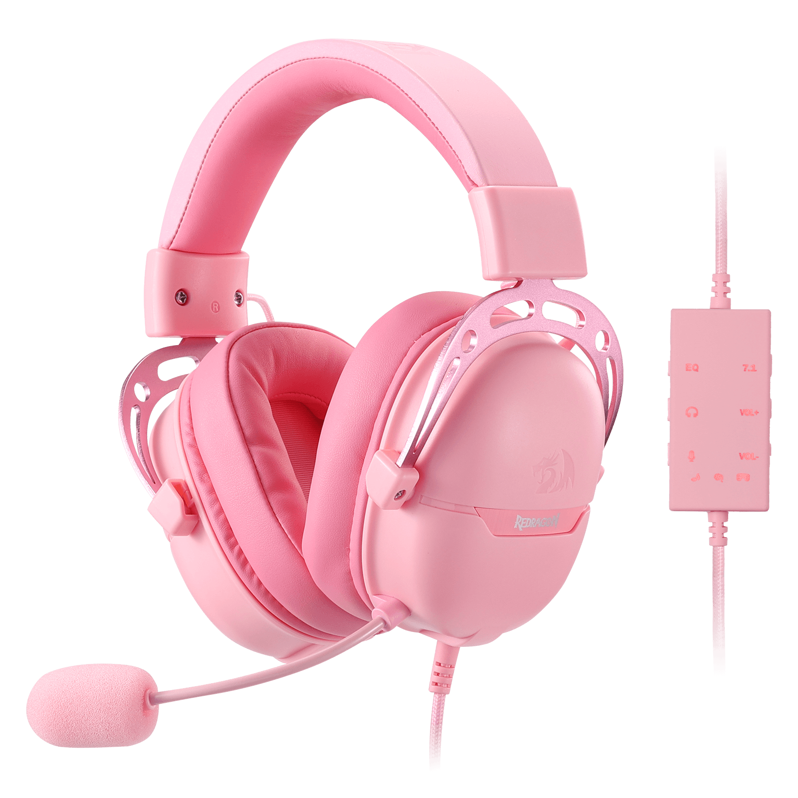 Redragon H376 Aurora Wired Gaming Headset, Virtual 7.1 Surround Sound, 40mm Drivers, in-line Control with EQ Mode, Over-Ear Headphones pink color Works for PC/PS5/NS | show