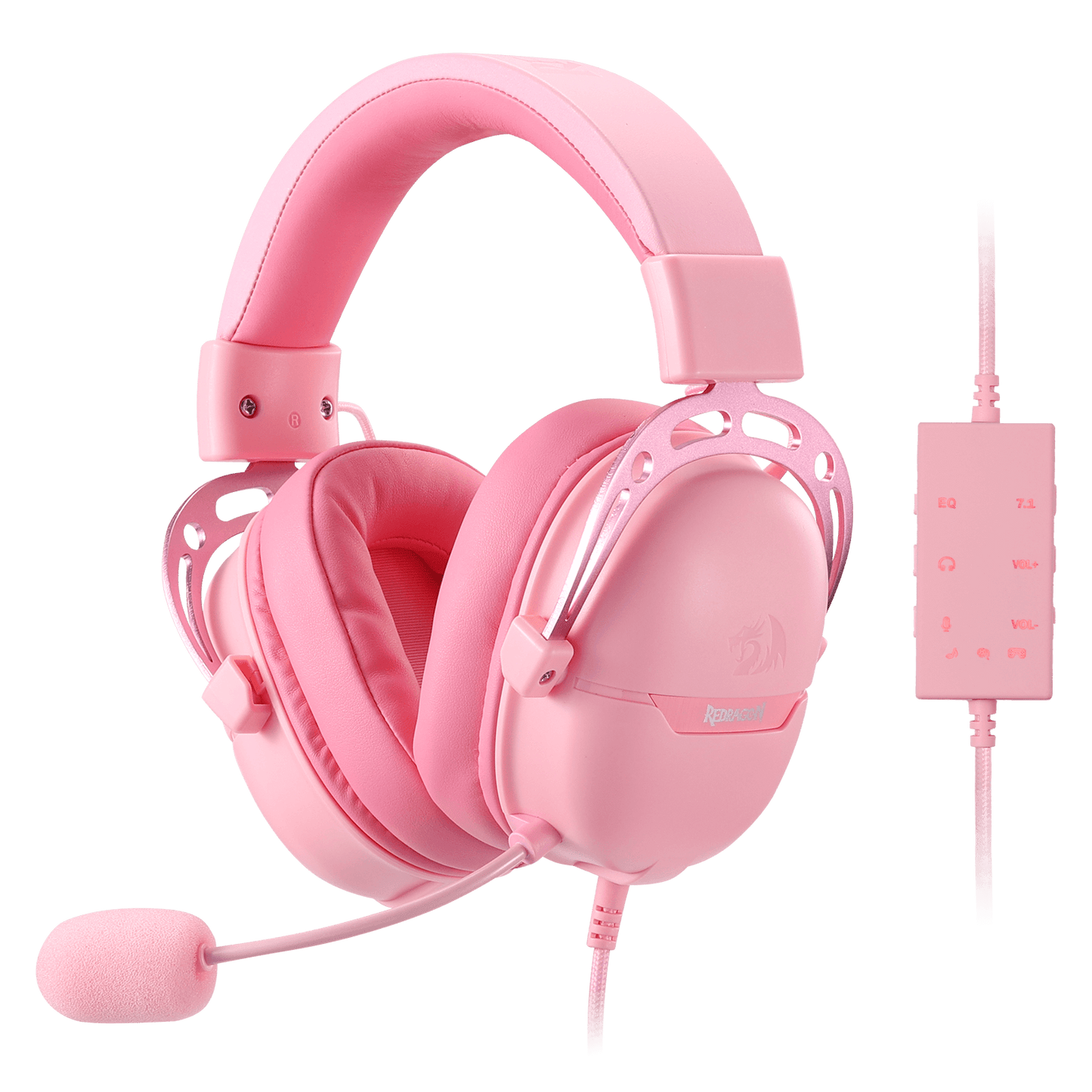 Redragon H376 Aurora Wired Gaming Headset, Virtual 7.1 Surround Sound, 40mm Drivers, in-line Control with EQ Mode, Over-Ear Headphones pink color Works for PC/PS5/NS | show