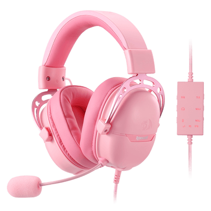 Redragon H376 Aurora Wired Gaming Headset, Virtual 7.1 Surround Sound, 40mm Drivers, in-line Control with EQ Mode, Over-Ear Headphones pink color Works for PC/PS5/NS | show