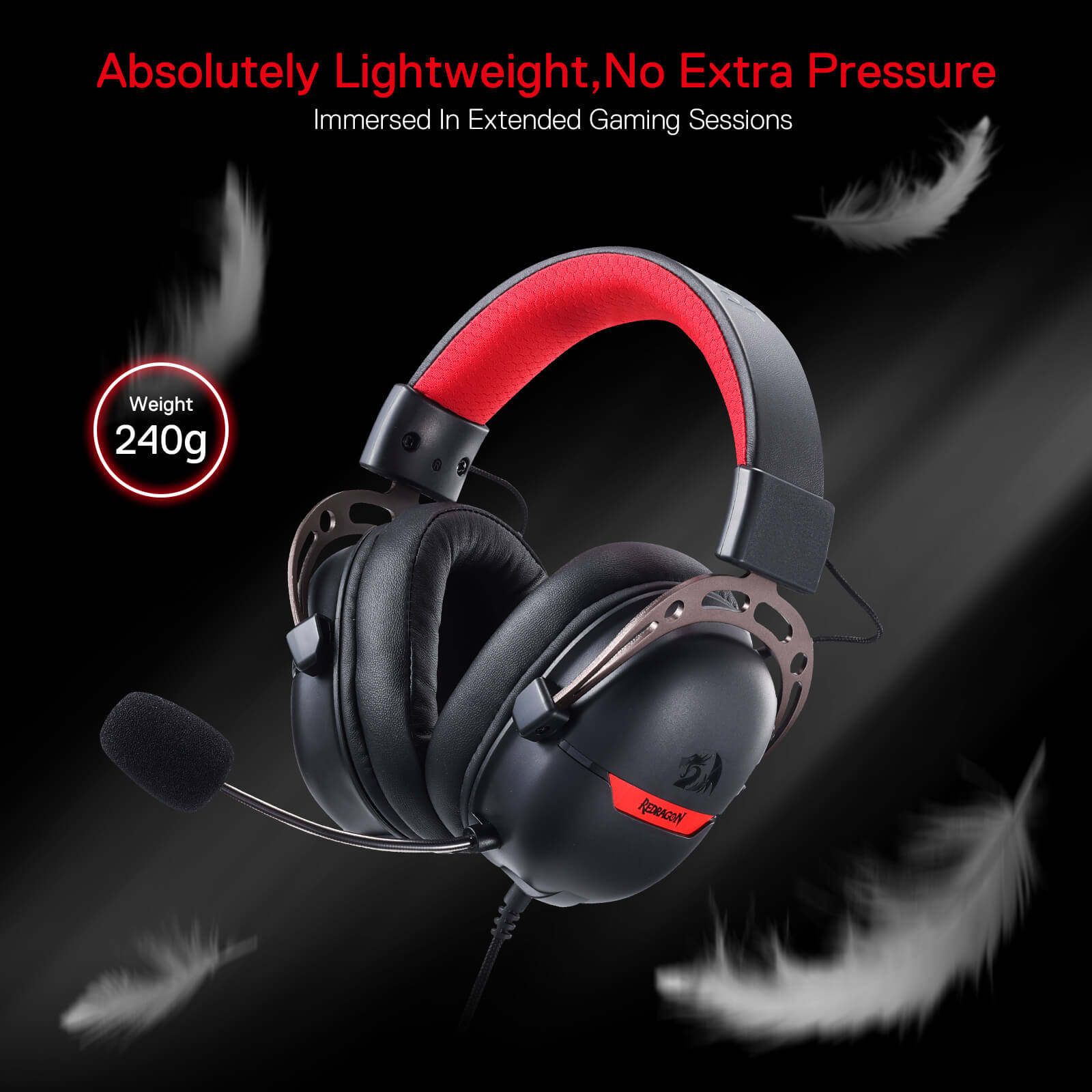 Redragon H376 Aurora Wired Gaming Headset, Virtual 7.1 Surround Sound, 40mm Drivers, in-line Control with EQ Mode, Over-Ear Headphones Works for PC/PS5/NS