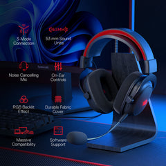 Redragon H510 PRO 3-Mode RGB Gaming Headset - 7.1 Surround Sound - 53MM Audio Drivers in Memory Foam Ear Pads w/Durable Fabric Cover- Multi Platforms Headphone - USB Powered for PC/PS4/NS