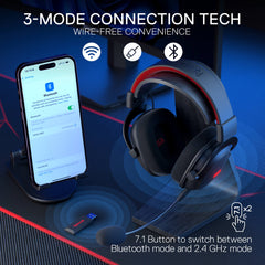 Redragon H510 PRO 3-Mode RGB Gaming Headset - 7.1 Surround Sound - 53MM Audio Drivers in Memory Foam Ear Pads w/Durable Fabric Cover- Multi Platforms Headphone - USB Powered for PC/PS4/NS