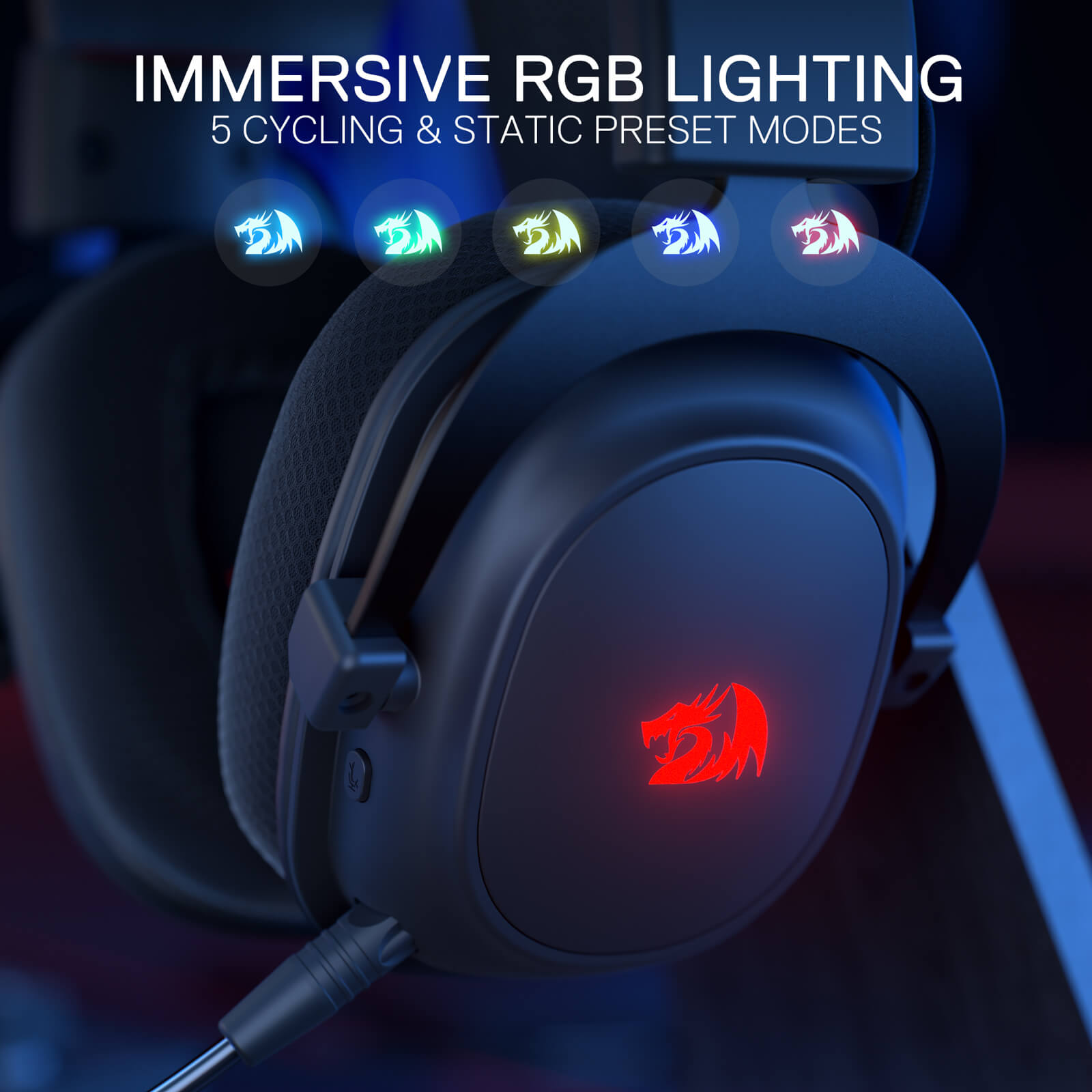 Redragon H510 PRO 3-Mode RGB Gaming Headset - 7.1 Surround Sound - 53MM Audio Drivers in Memory Foam Ear Pads w/Durable Fabric Cover- Multi Platforms Headphone - USB Powered for PC/PS4/NS