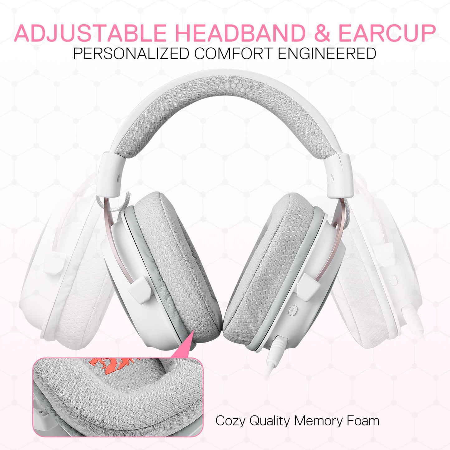 Redragon H510 PRO White 3-Mode RGB Gaming Headset - 7.1 Surround Sound - 53MM Audio Drivers in Memory Foam Ear Pads w/Durable Fabric Cover- Multi Platforms Headphone - USB Powered for PC/PS4/NS