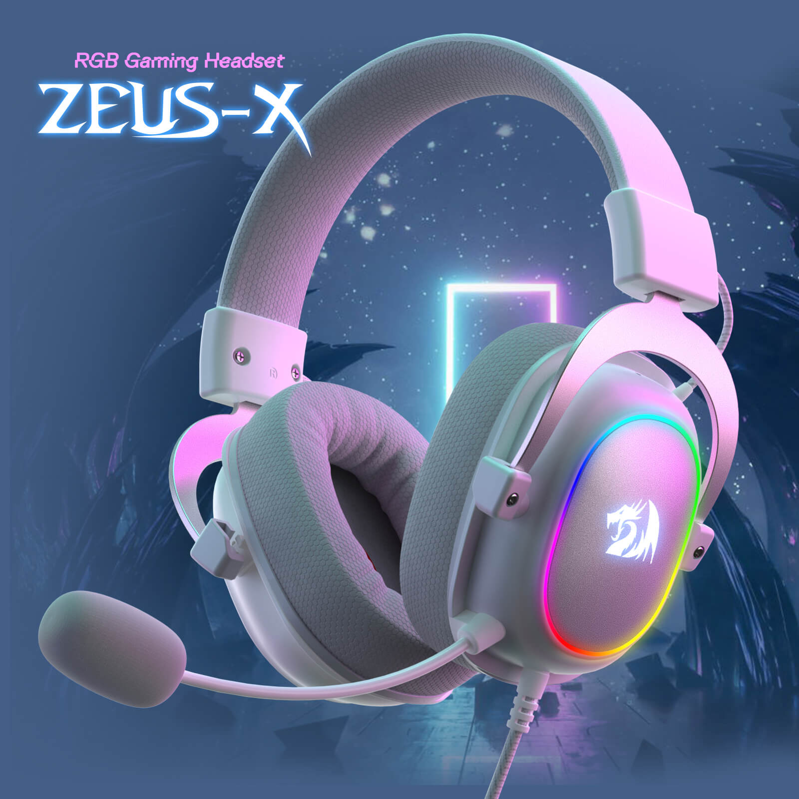 Redragon H510 Zeus-X RGB White Wired Gaming Headset - 7.1 Surround Sound