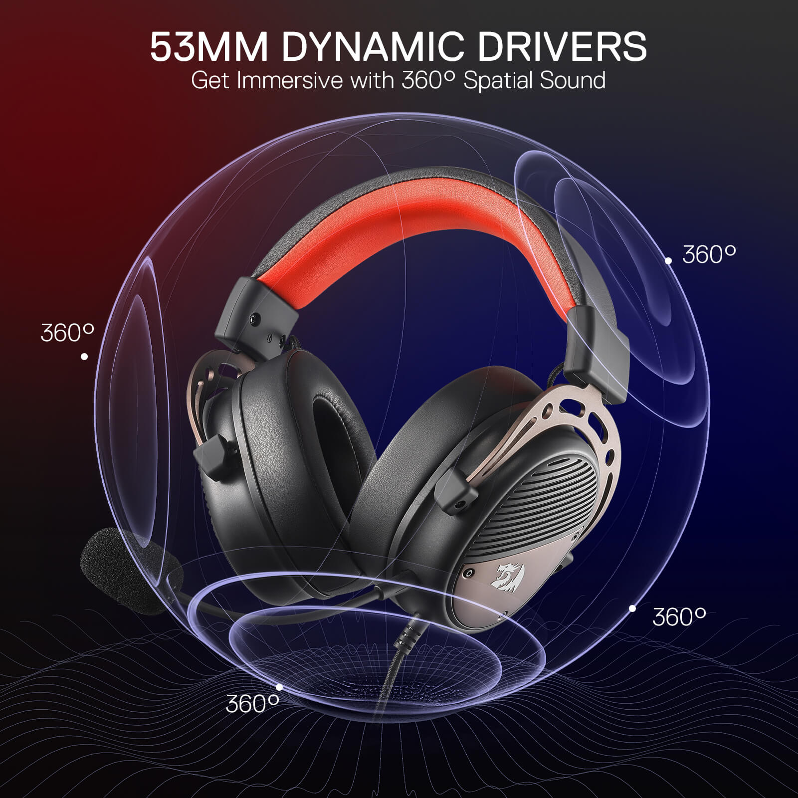 Redragon THORIDAL H730 USB Wired Gaming Headset with 53mm Drivers