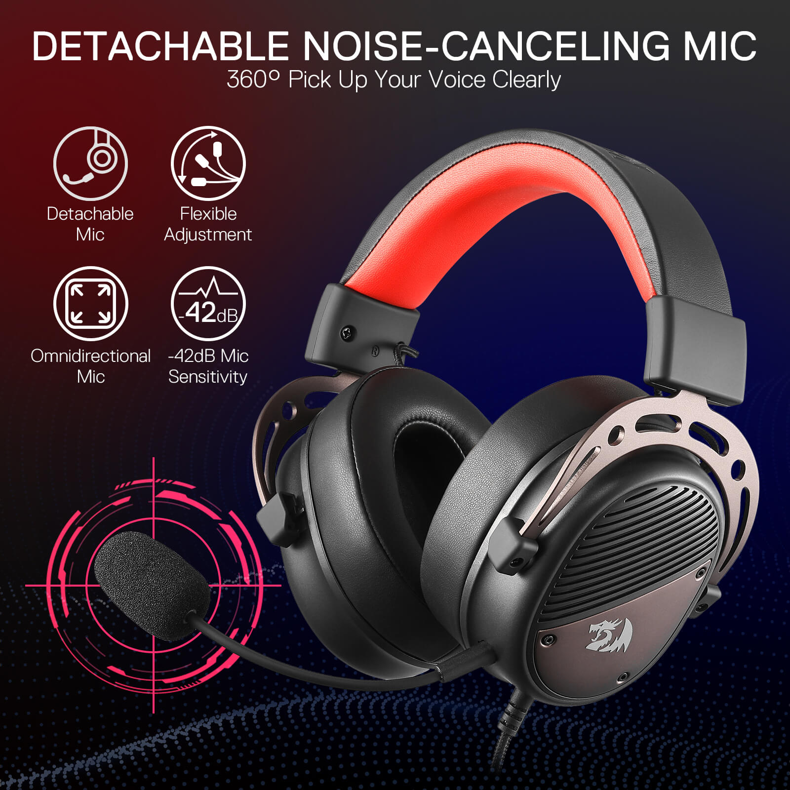 Redragon THORIDAL H730 USB Wired Gaming Headset with 53mm Drivers