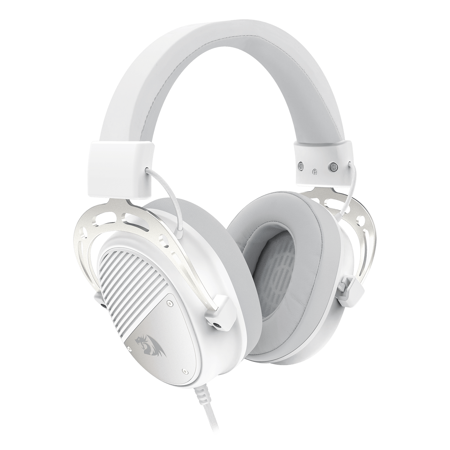 Redragon H730 USB Wired Gaming Headset - 53mm Drivers, 360° Spatial Sound, Detachable Noise-Canceling Microphone, Magnetic Replaceable Ear Cushions, Over-Ear Headphones Works for PC/PS4/PS5, White