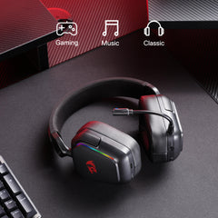 Redragon H868 3-Mode Wireless RGB Gaming Headset, 7.1 Surround Sound, 40 mm Drivers, Leather Foam Ear Pads, Noise-canceling Microphone, Over-Ear Headphones Works for Mobile, PC/PS5/XBOX/NS