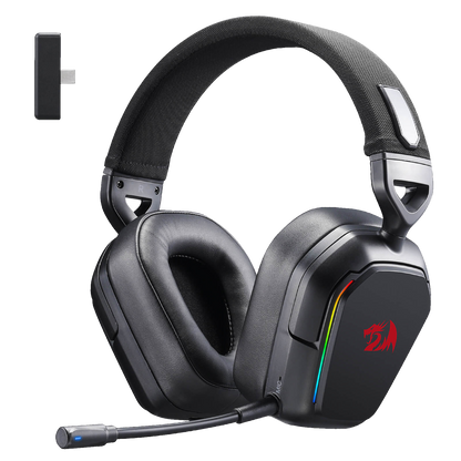 Redragon H868 3-Mode Wireless RGB Gaming Headset, 7.1 Surround Sound, 40 mm Drivers, Leather Foam Ear Pads, Noise-canceling Microphone, Over-Ear Headphones Works for Mobile, PC/PS5/XBOX/NS