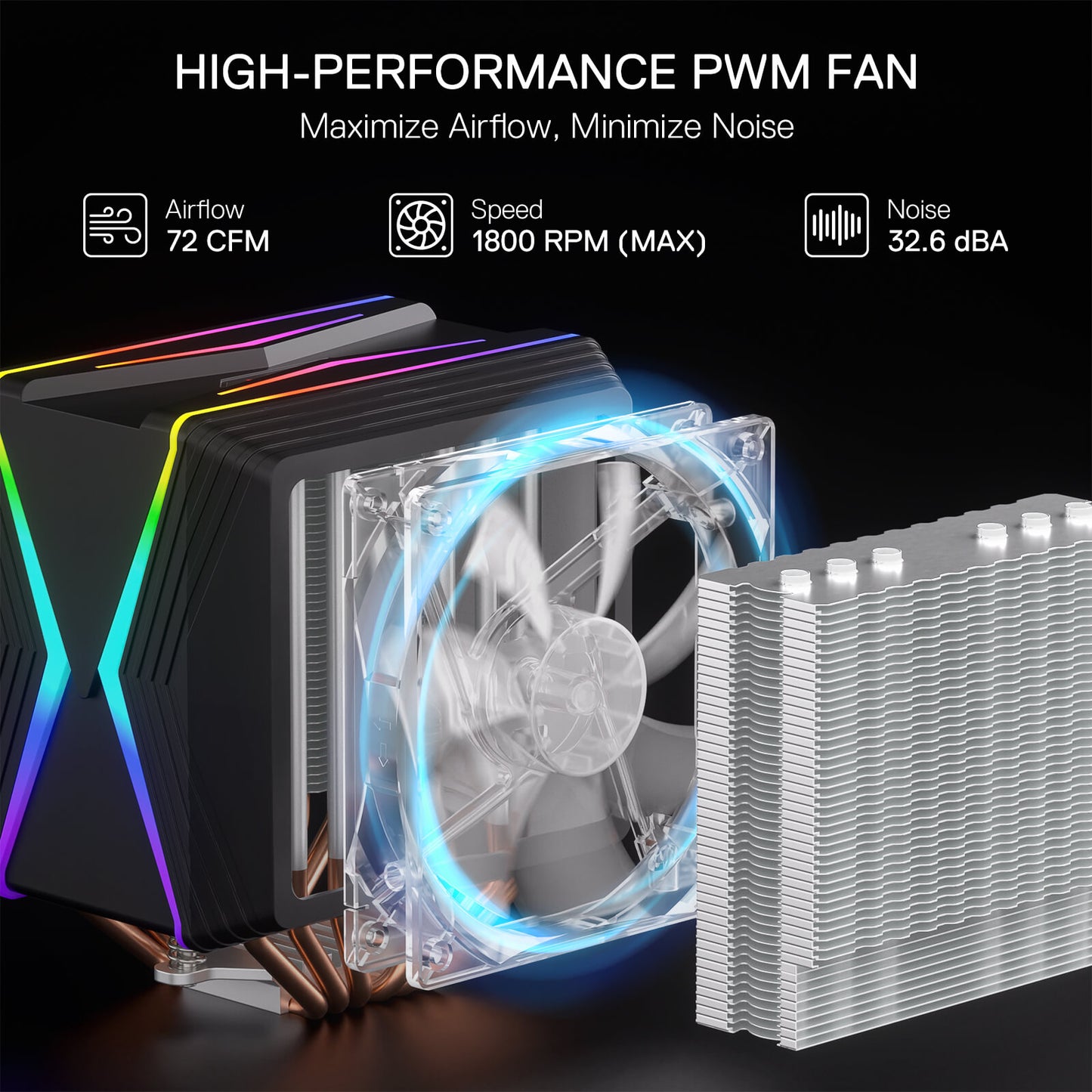 Redragon C218 Dual Tower CPU Air Cooler, A-RGB CPU Cooling Fan