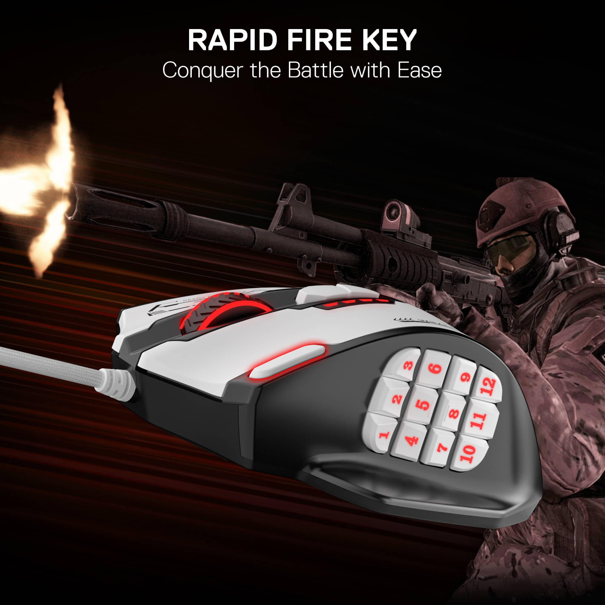 momok品！レッド＆ホワイトモールOSB.LED Redragon IMPACT M908 SE RGB MMO Gaming Mouse with 18 Programmable
