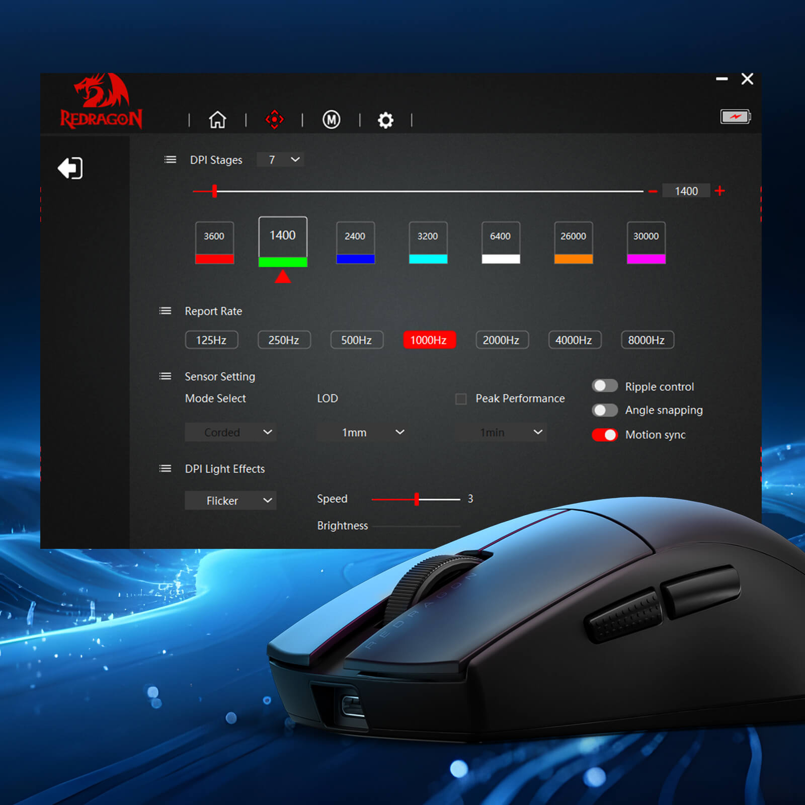 Redragon M916 ULT Wireless 8K Polling Rate Gaming Mouse, 49G Ultra-Light 30,000 Max DPI Gaming Mice w/Ergonomic Natural Grip Build, Full Programmable Buttons, Software Supports DIY Keybinds & DPI