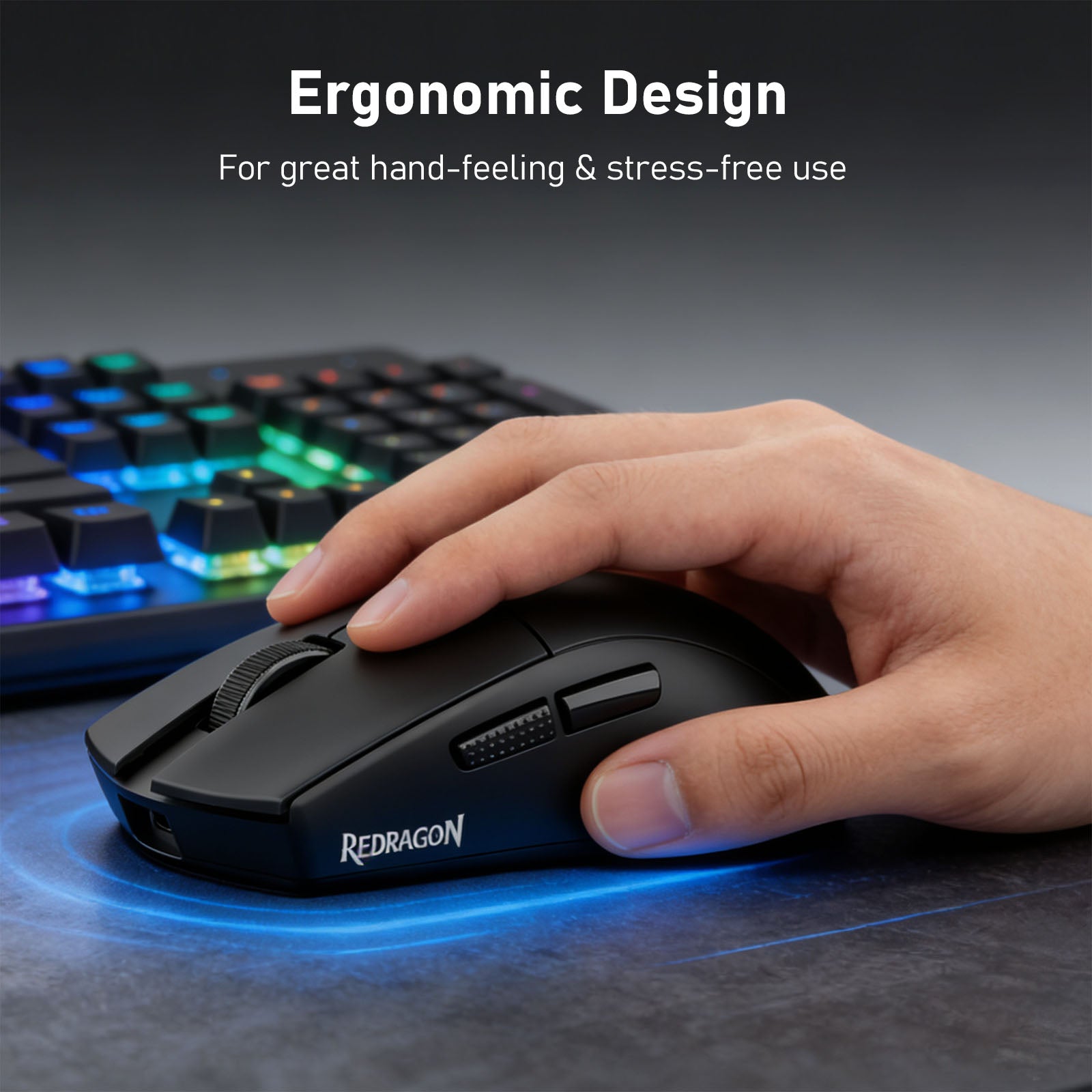 Redragon M999 Wireless Gaming Mouse, Tri-Mode Mouse with RGB Magnetic Charging Dock, 45000 DPI MAX Adjustable, 4 Programmable Buttons, Ergonomic Design for PC Laptop Mac