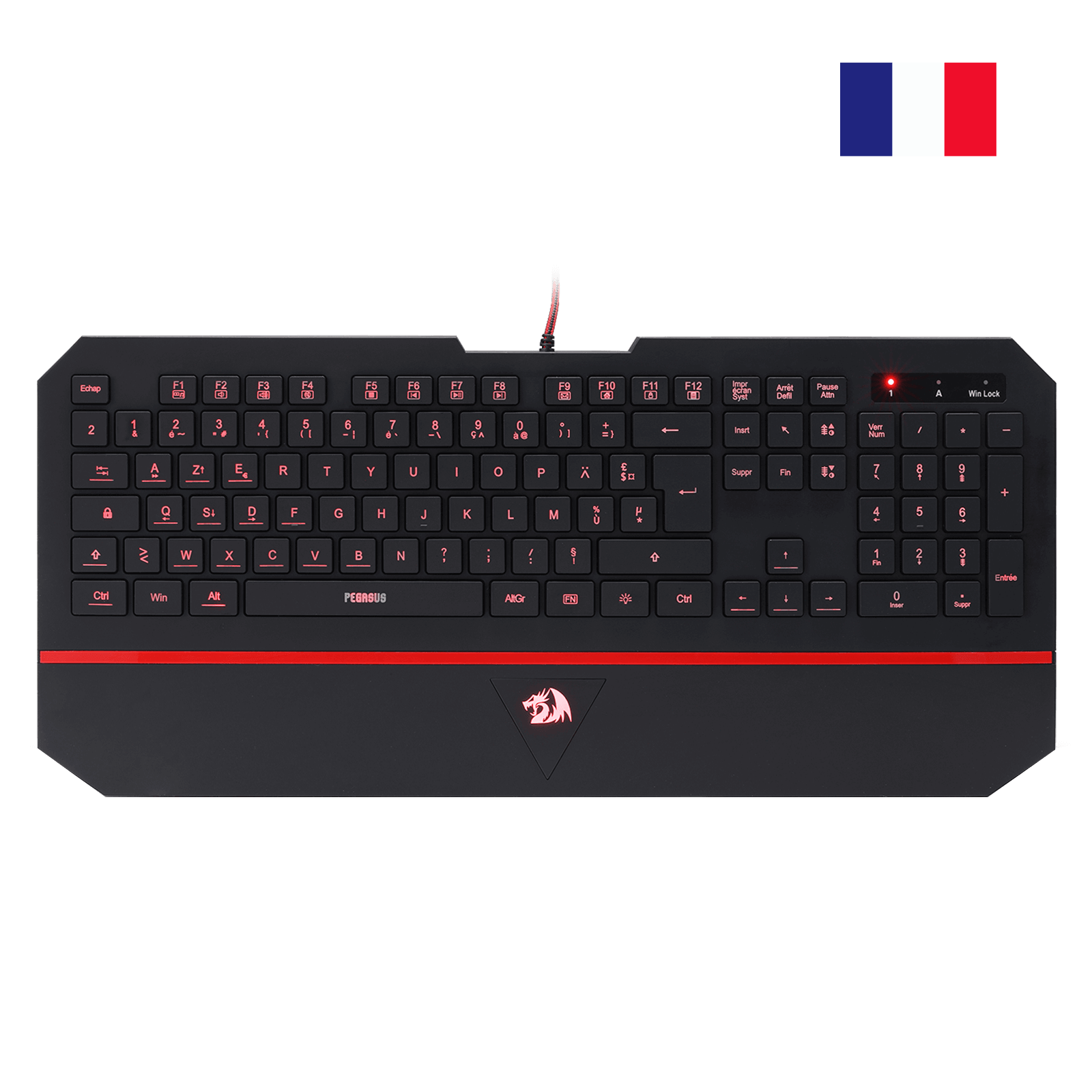 Redragon K502 Clavier Gaming AZERTY RGB Silencieux à Membrane avec Repose-Poignet