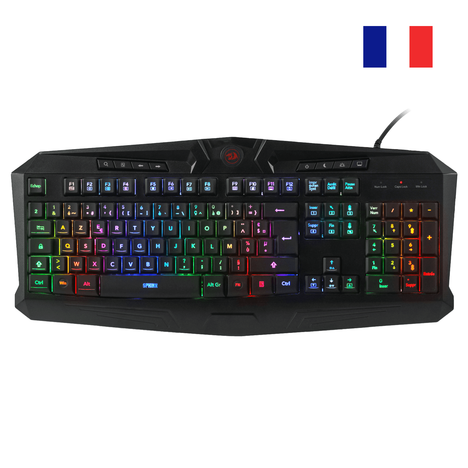 Redragon K503 AZERTY Wired Gaming Keyboard, RGB LED Backlight, Multimedia Keys, Silent Membrane Keyboard with Wrist Rest for Windows PC (Black)