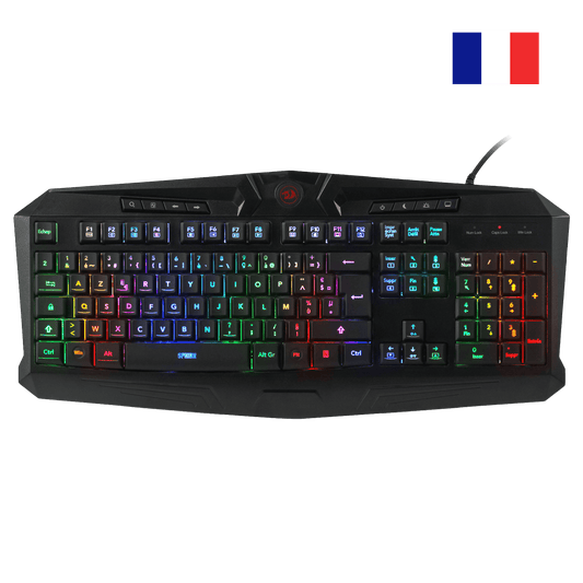 Redragon K503 AZERTY Wired Gaming Keyboard, RGB LED Backlight, Multimedia Keys, Silent Membrane Keyboard with Wrist Rest for Windows PC (Black)