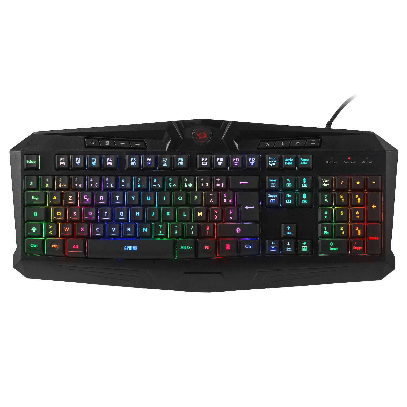 Redragon K503 AZERTY Wired Gaming Keyboard, RGB LED Backlight, Multimedia Keys, Silent Membrane Keyboard with Wrist Rest for Windows PC (Black)